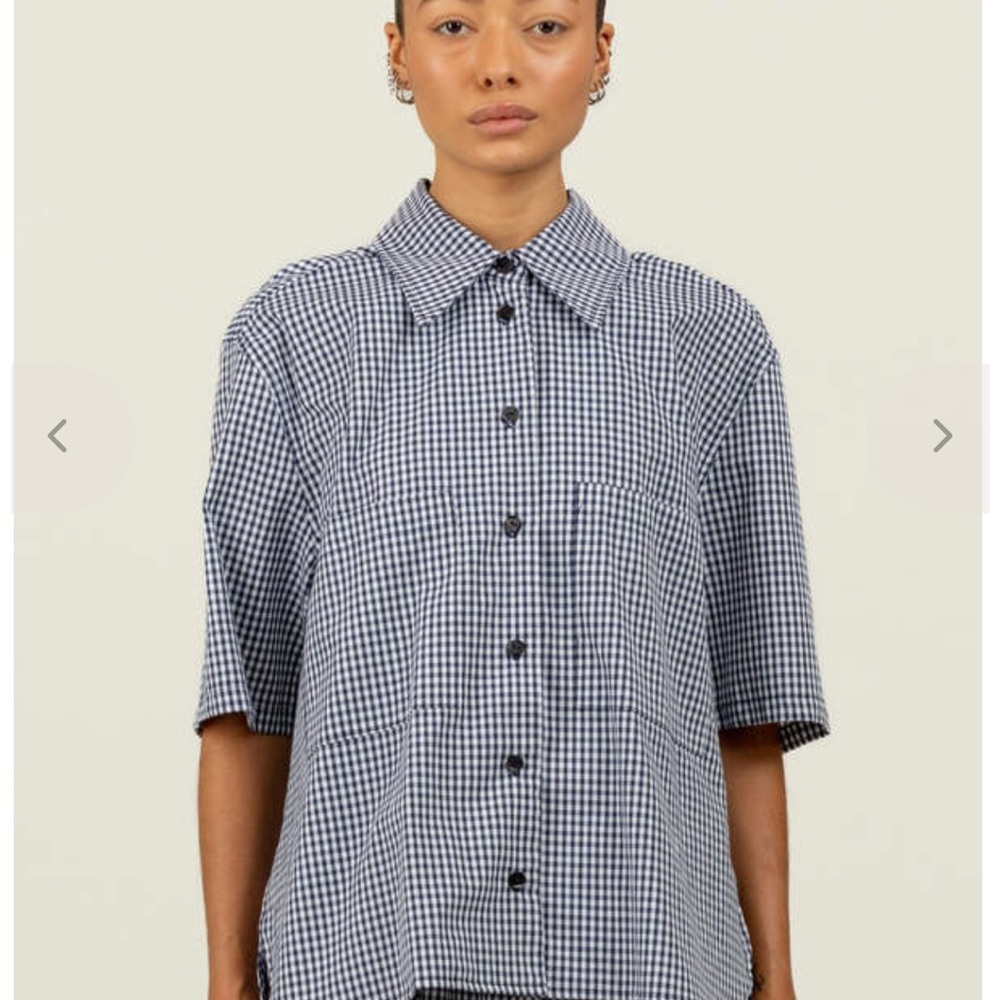 NWT Toit Volant “Felix” shirt in navy gingham - Picture 3 of 6